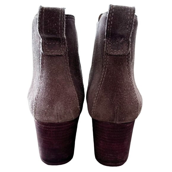 Madewell Suede Ankle Boots Womens 7.5 The Reagan Slip On 2.5" Block Heel Taupe - Picture 7 of 10